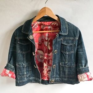 Anthropologie LUII Jean Jacket with Pink lining